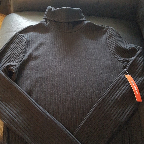 Black Ribbed Turtleneck Dress - Picture 4 of 4